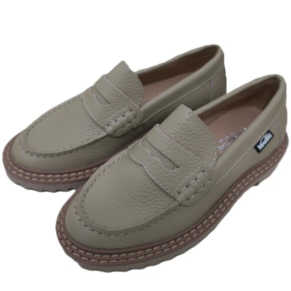 Venettini Kids Beige Moccasins Slip-On Loafers Textured Thick Sole Size 26 New - Picture 1 of 5
